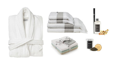 This hamper includes a Canningvale Bath Robe, 4 piece towel set and other items to be used in the home
