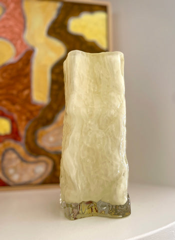 Textured Butter Handmade Glass Vase