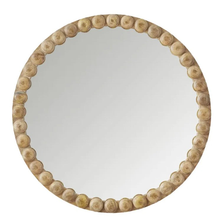 Baxter beaded timber mirror - 75cm circumference