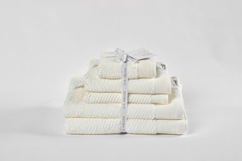 Luna Herringbone 5 Piece Towel Set - Snow (free shipping)
