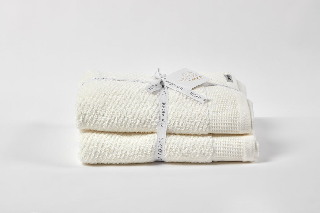 Luna Herringbone 2 Piece Towel Set - Snow (free shipping)