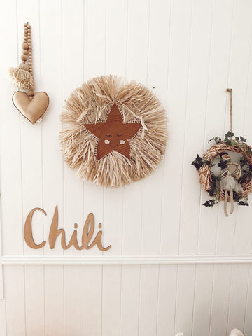 Raffia & Crochet Star Wall Hanging - Bronze