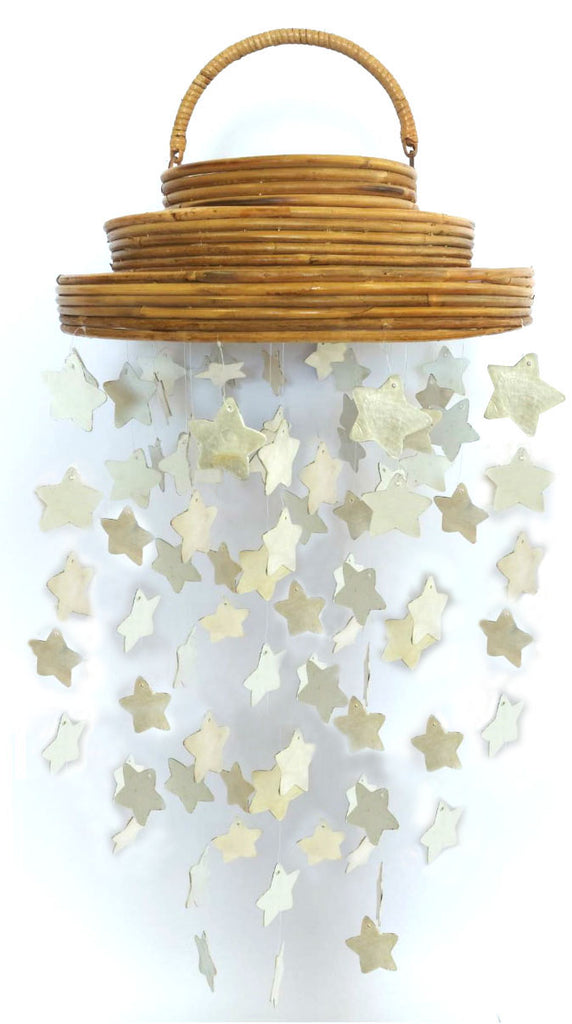 Rattan & Capiz star baby mobile