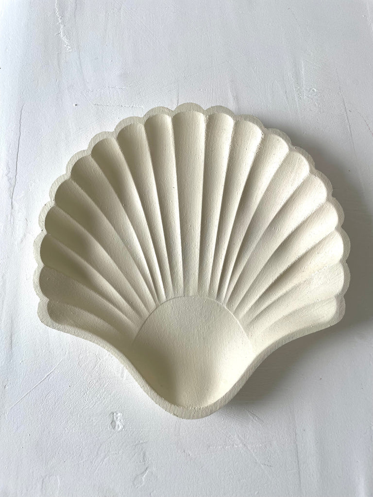 Clam hand-painted wooden shell Trinket Tray