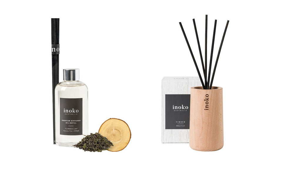Inoko Cashmere & Green Tea Diffuser With Timber Vessel