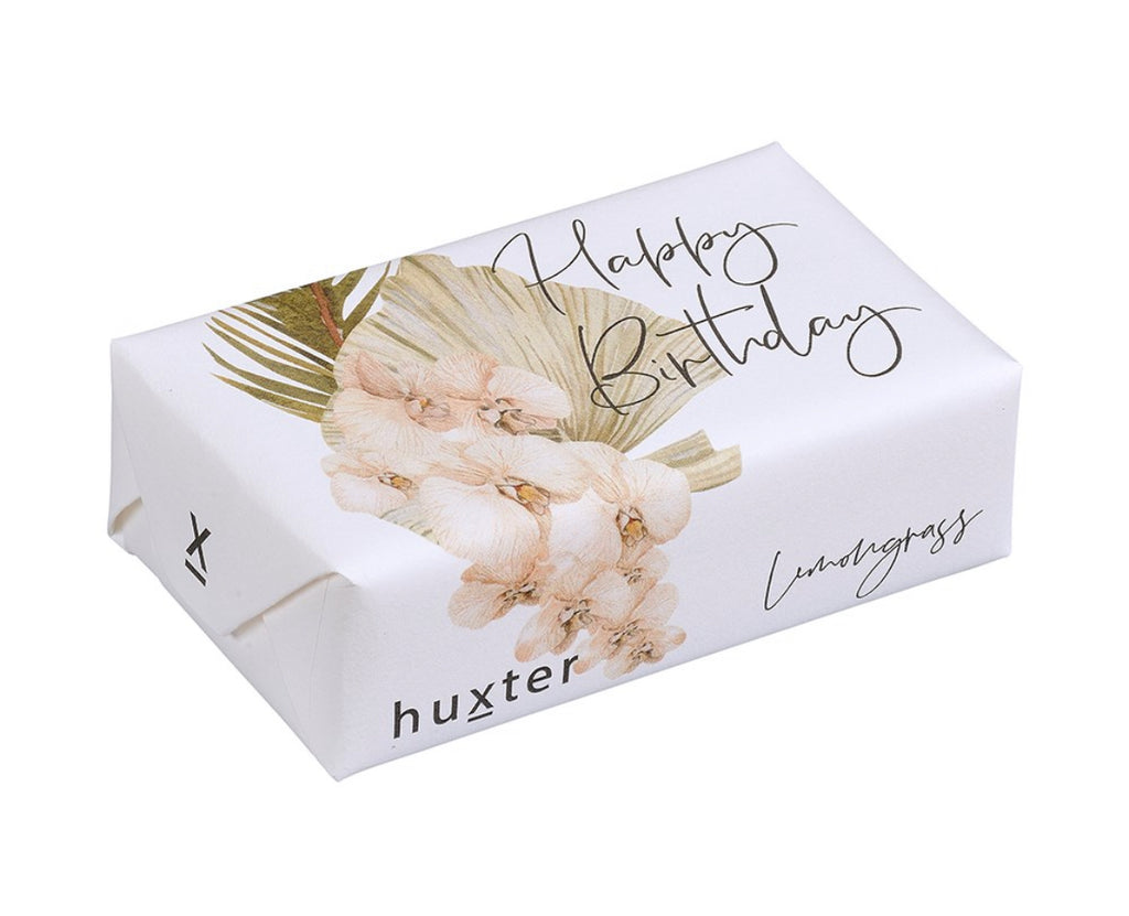 Orchids & Leaves - Happy Birthday wrapped soap (free shipping)