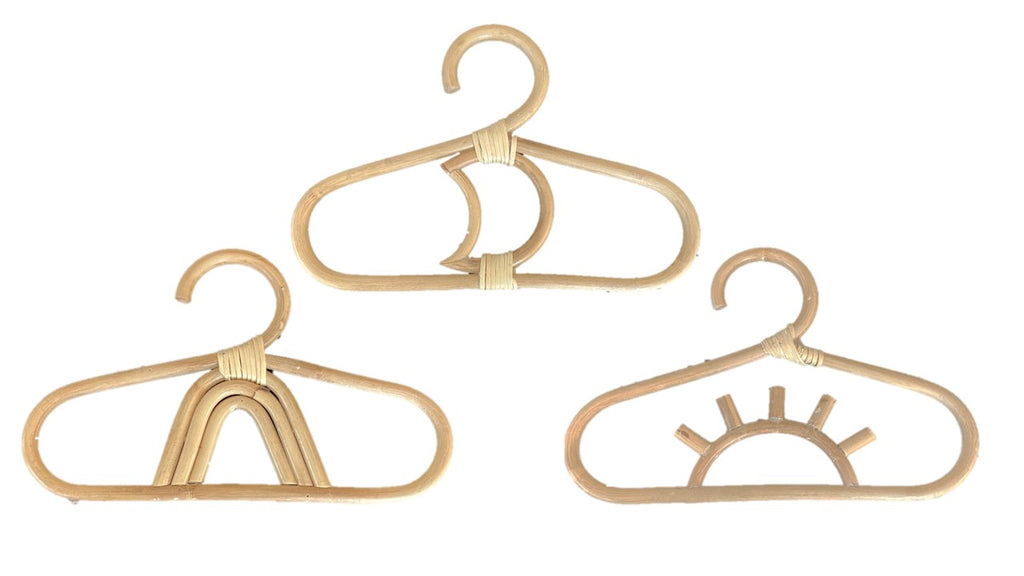 Rattan Baby Clothes Hangers - Set of 3