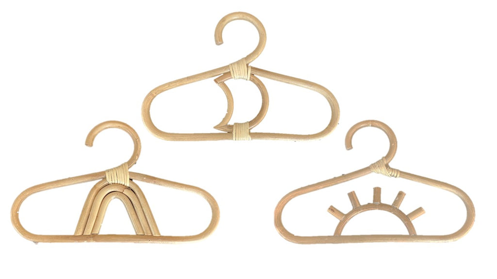 Rattan Children's Hangers-Set of 3, Boho Nursery Décor